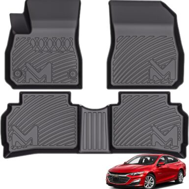 Floor Mats Custom for 2016-2025 Chevy Malibu (Not for Malibu Limited) | TPE Automotive All Weather Cover Protection Waterproof Black Floor Liner Front & Rear Row Full Set Car Mats, 3PCS